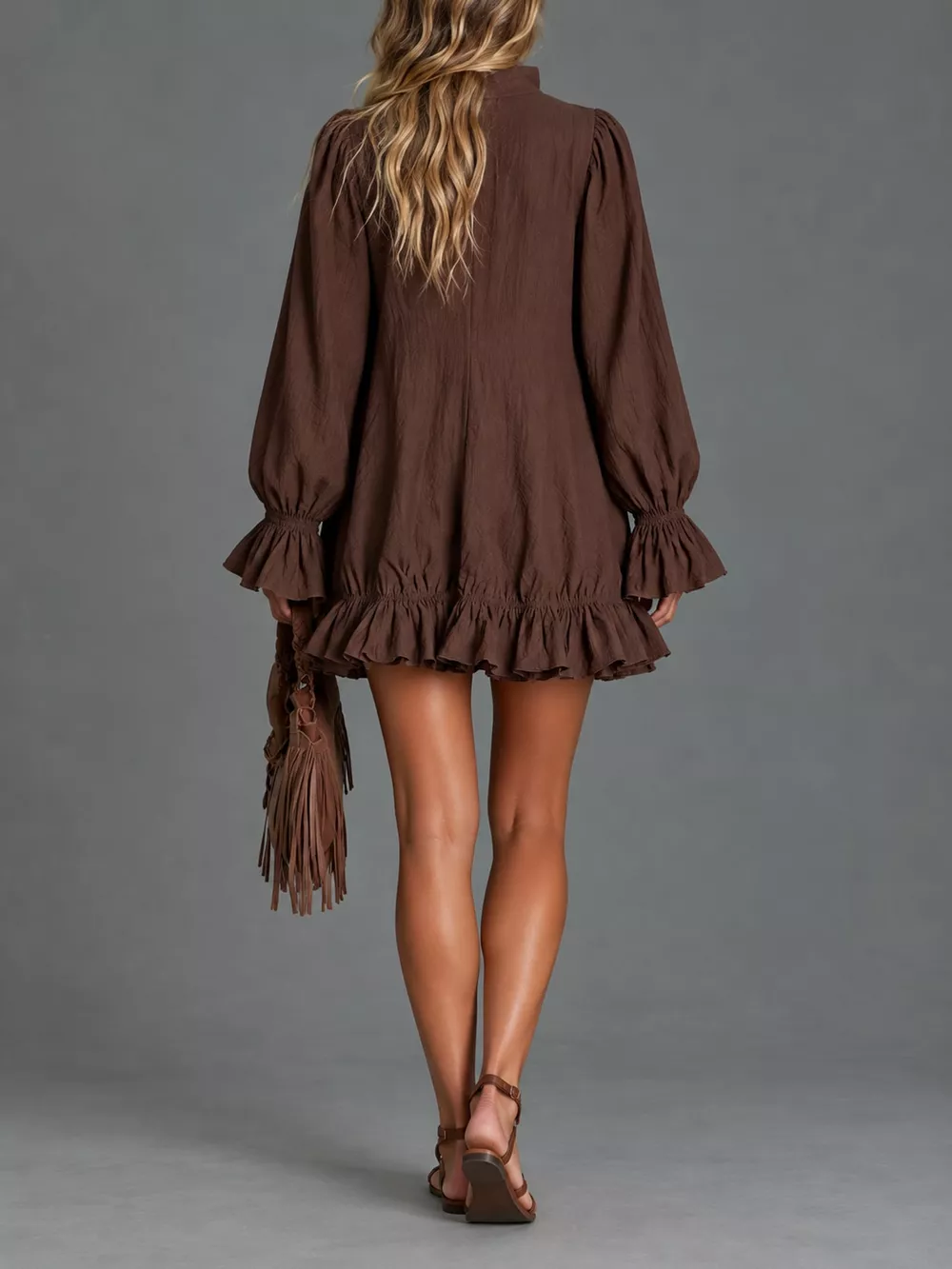 Zipper-Front Ruffle Hem Mini Dress, image 38