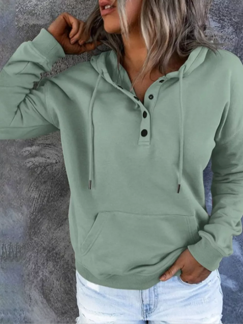 Full Size Kangaroo Pocket Dropped Shoulder Hoodie Plus Size, image 33