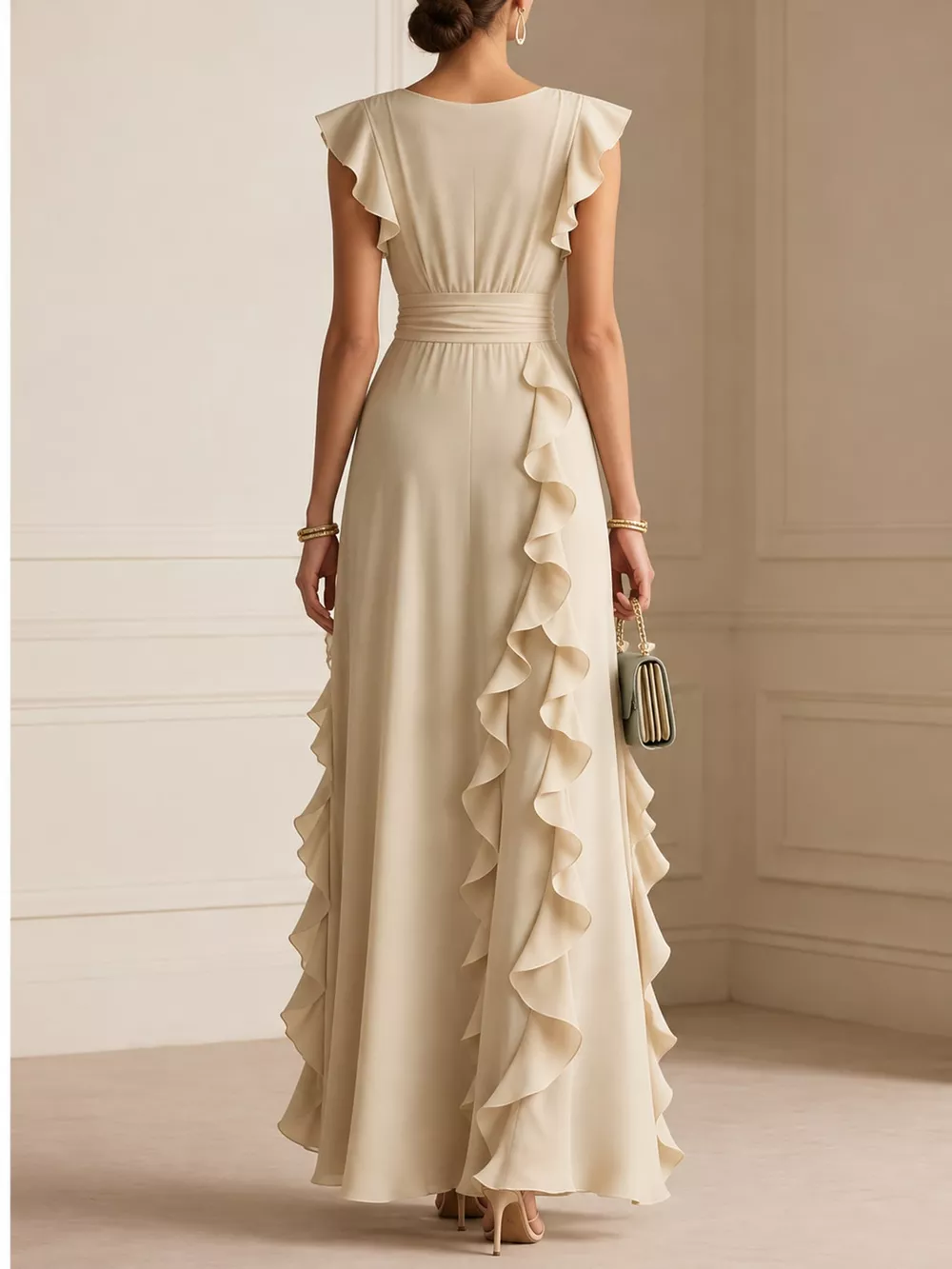 Ruffled Surplice Sleeveless Maxi Dress, image 3