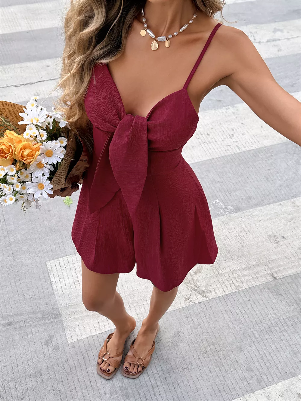 Bow-Knot Spaghetti Strap Romper, image 9