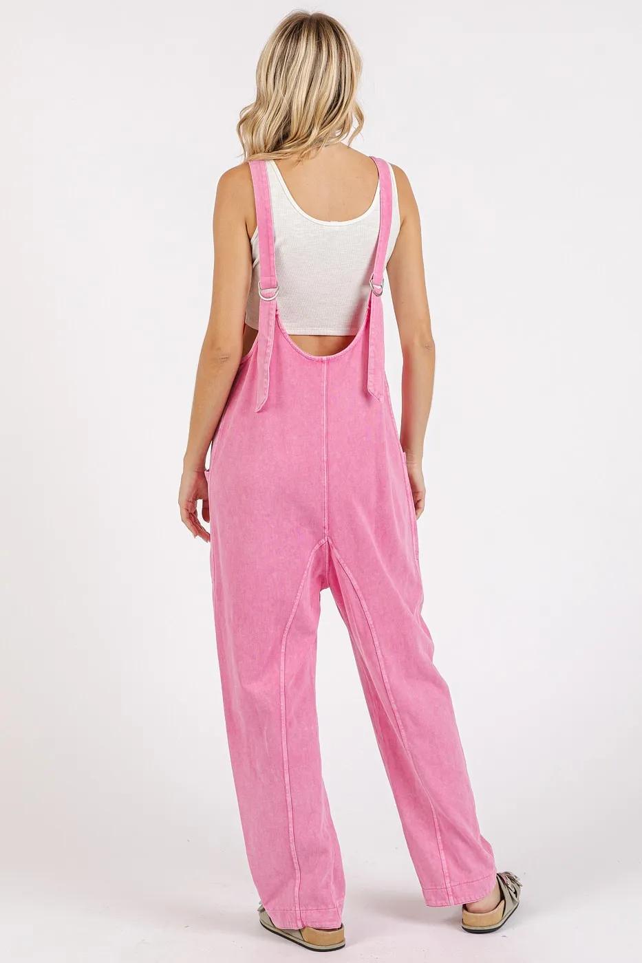 Mineral Wash Relaxed Fit Sleeveless Harem Jumpsuit, image 3