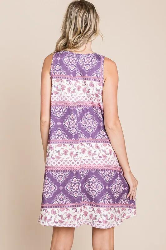 Bohemian Print Sleeveless Dress, image 4