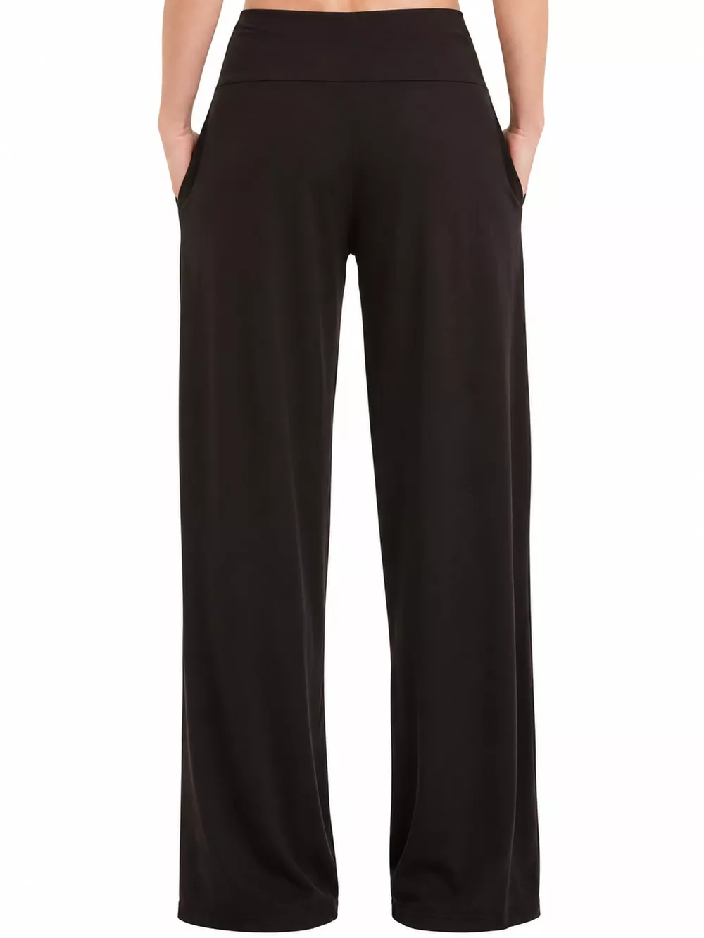 High-Waisted Wide-Leg Lounge Bottoms with Pockets, image 2