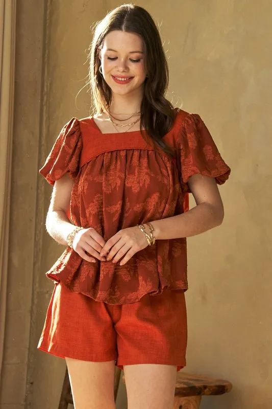 Nature Printed Square Neck Puff Sleeve Blouse, image 4