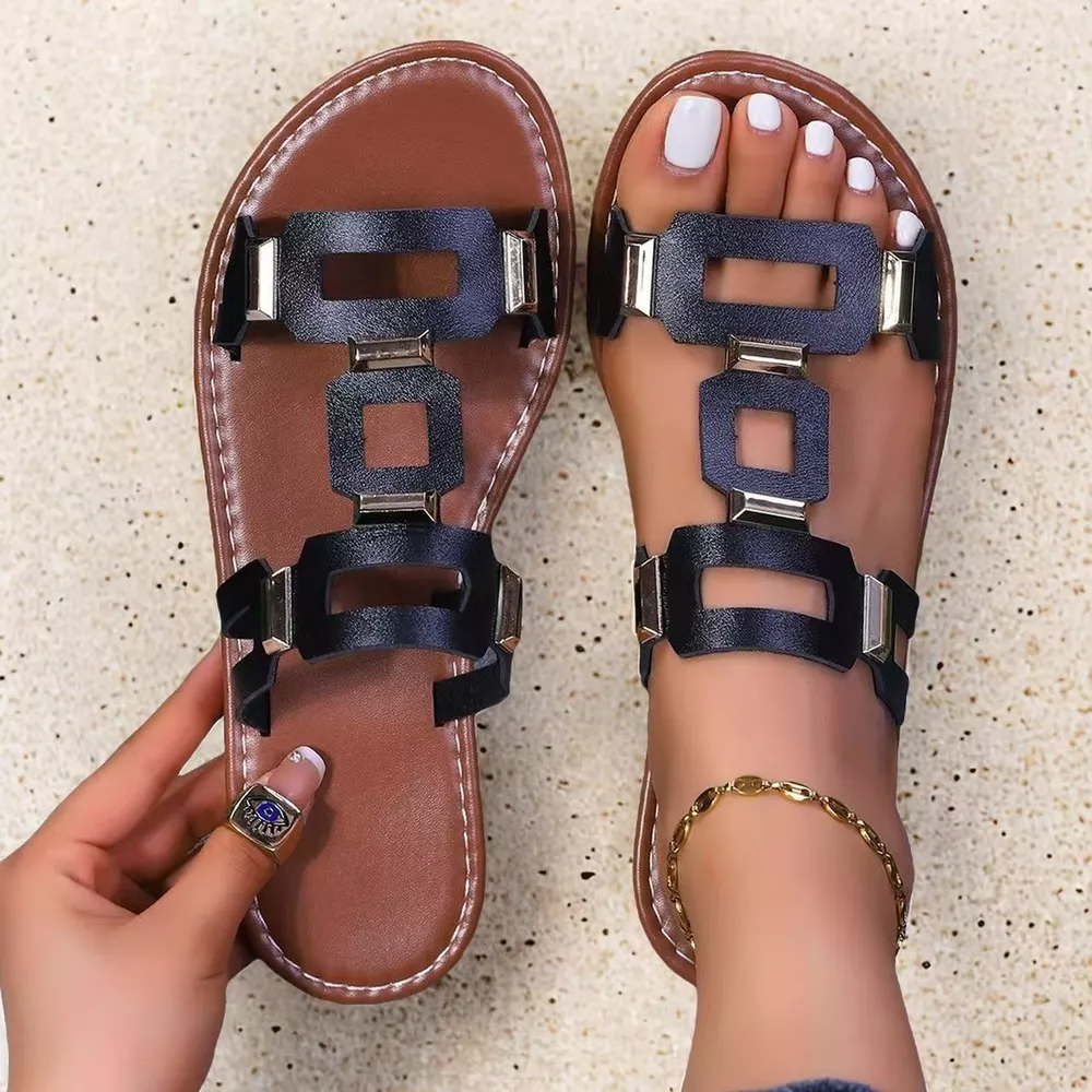 Open Toe Geometric Embellishments Sandals, image 4