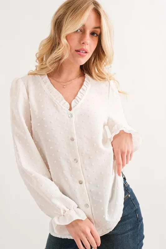 Polka Dot Ruffle Detailed Blouse Top, image 4