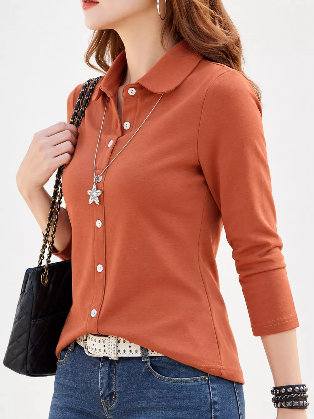 Full Size Button-Down Long Sleeve Shirt Plus Size, image 19