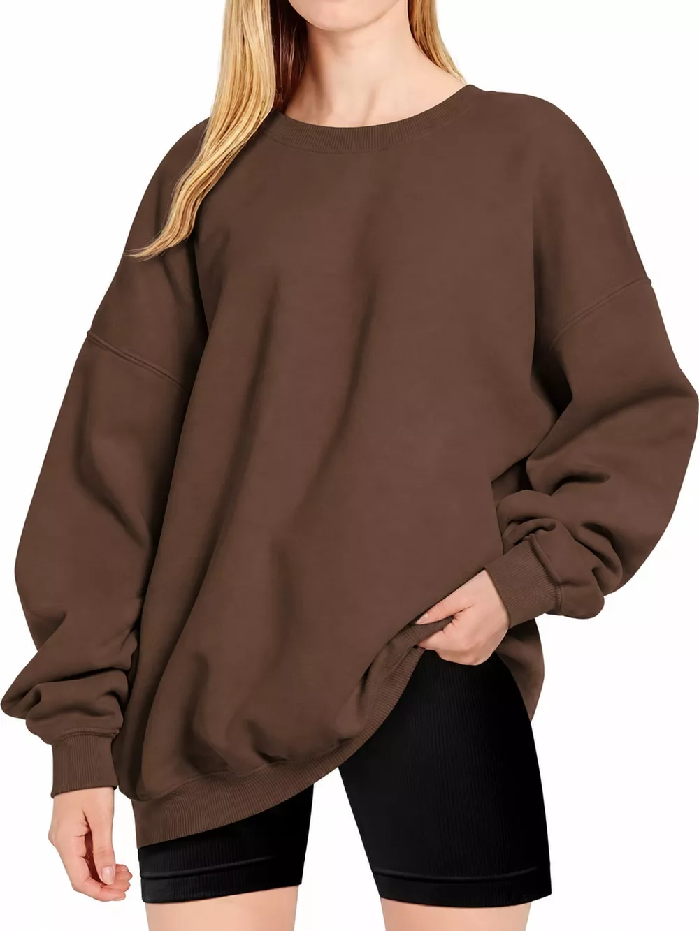 Full Size Crew Neck Dropped Shoulder Sweatshirt Plus Size, image 15