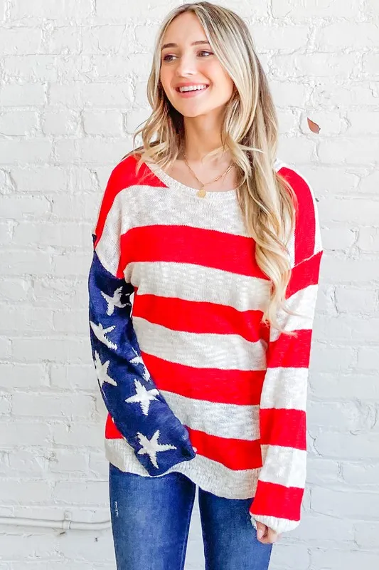 American Flag Long Sleeve Sweater, image 7
