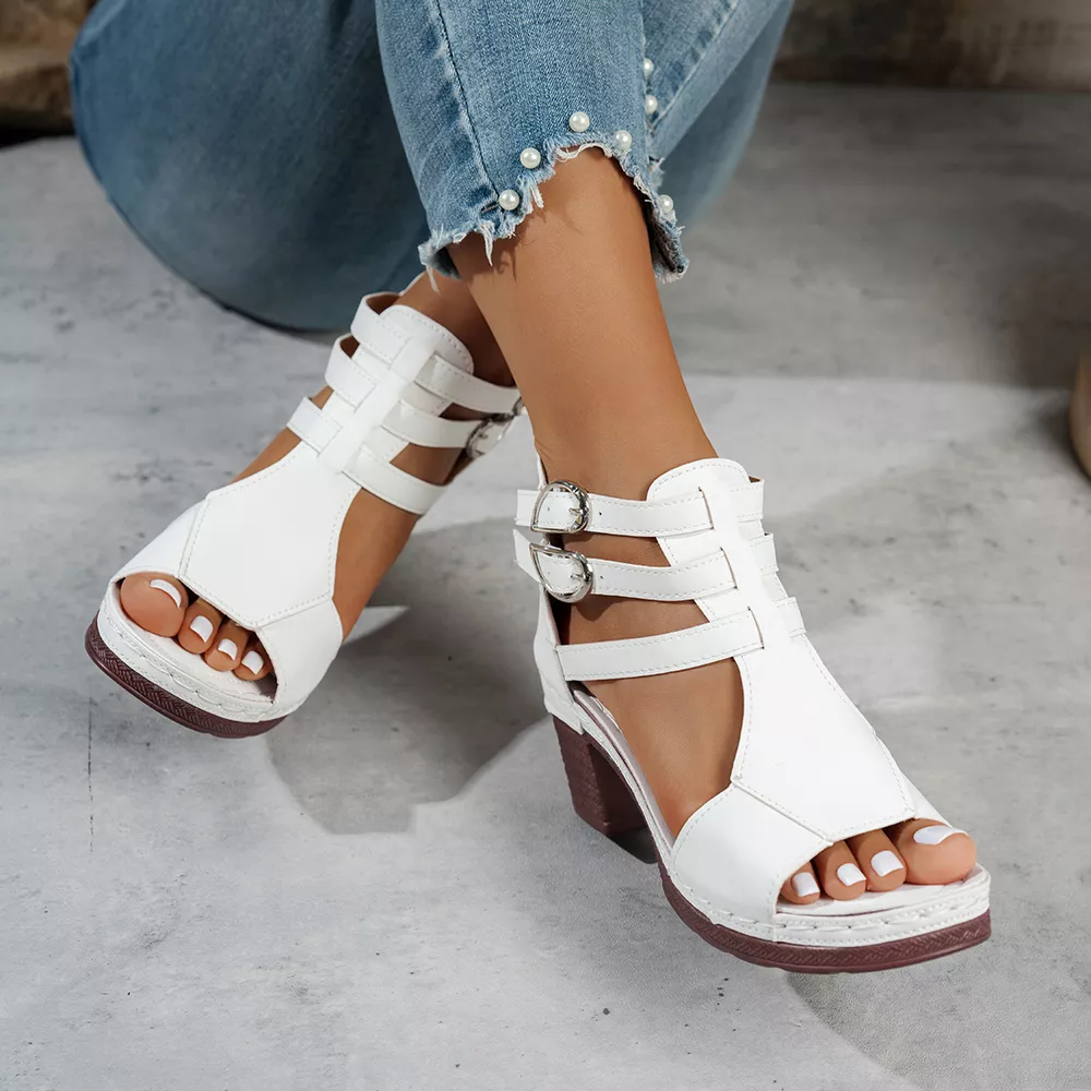 Peep Toe Block Heels Sandals, image 4