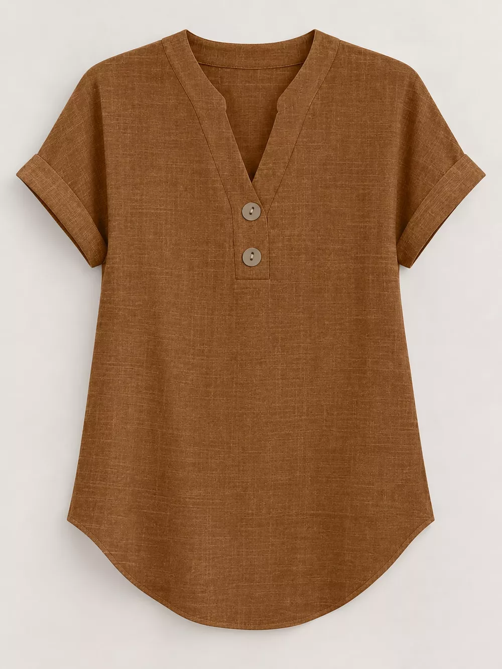 Full Size Button Detail Short Sleeve Blouse Plus Size, image 74