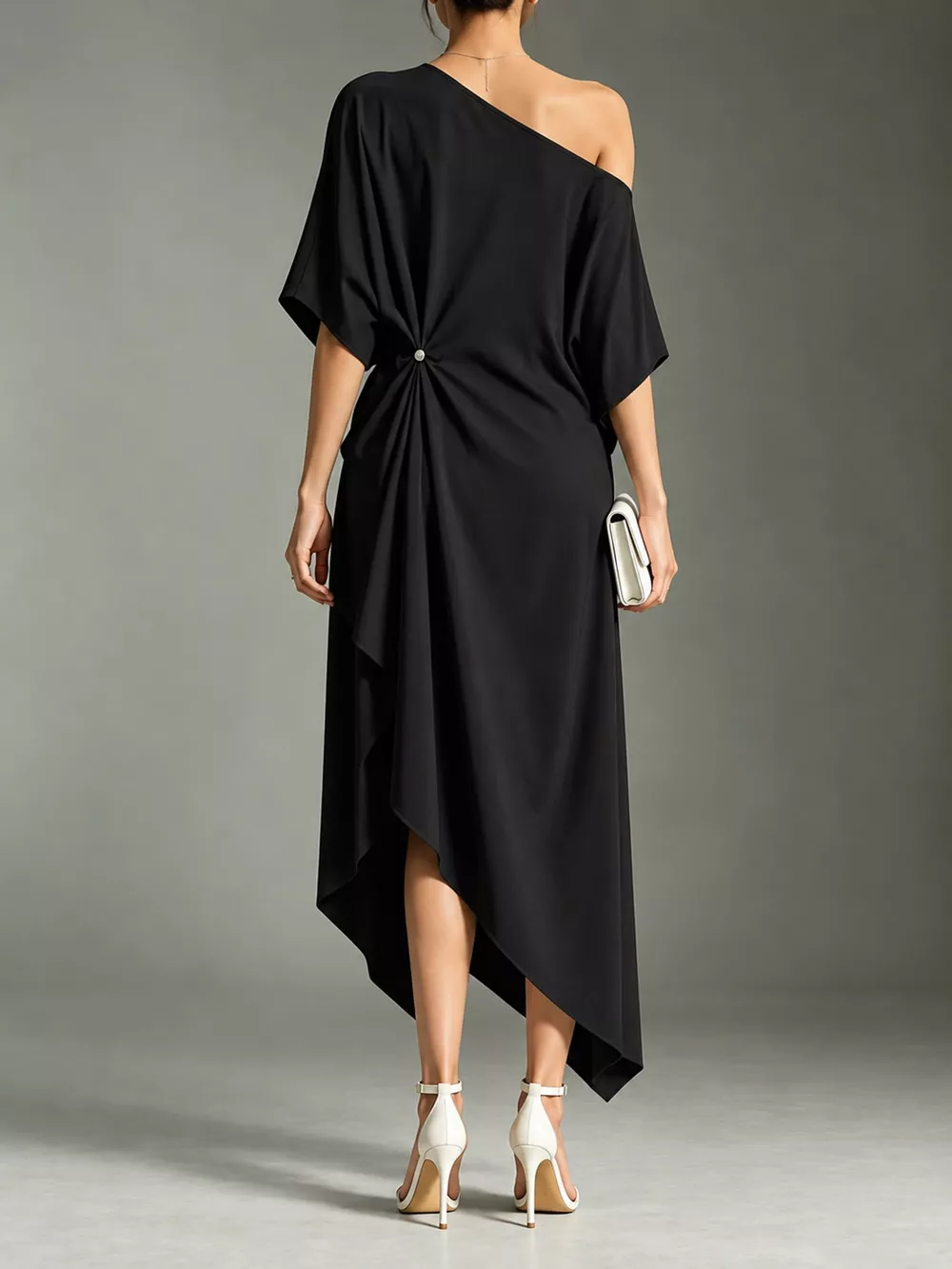 Full Size One-Shoulder Asymmetric Hem Midi Dress Plus Size, image 19