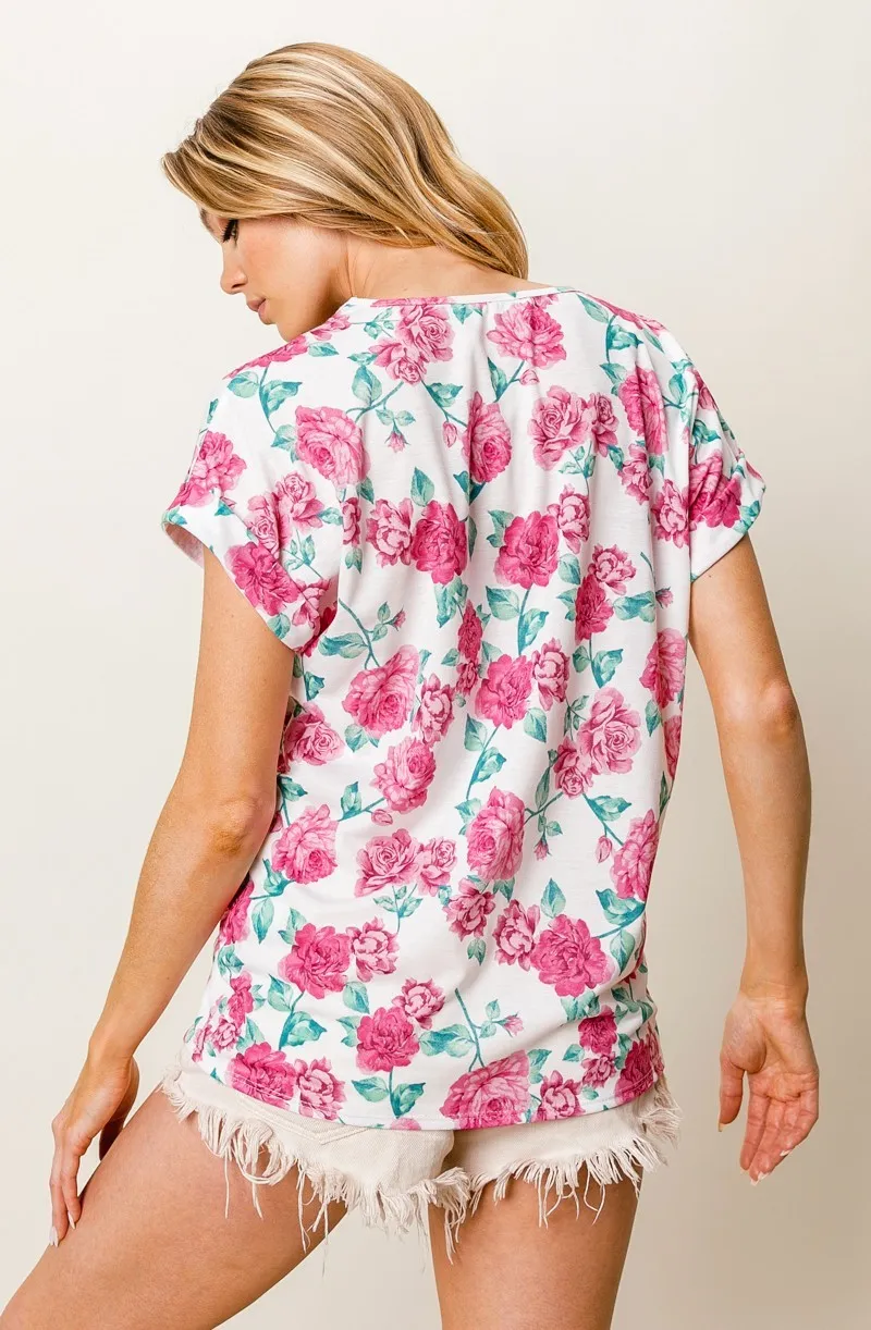 Rose Printed Poly Span with Crochet Lace Top, image 9