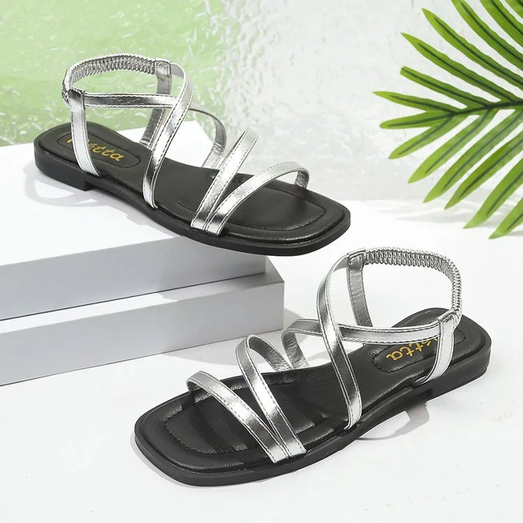 Crisscross Strappy Flat Sandals, image 4