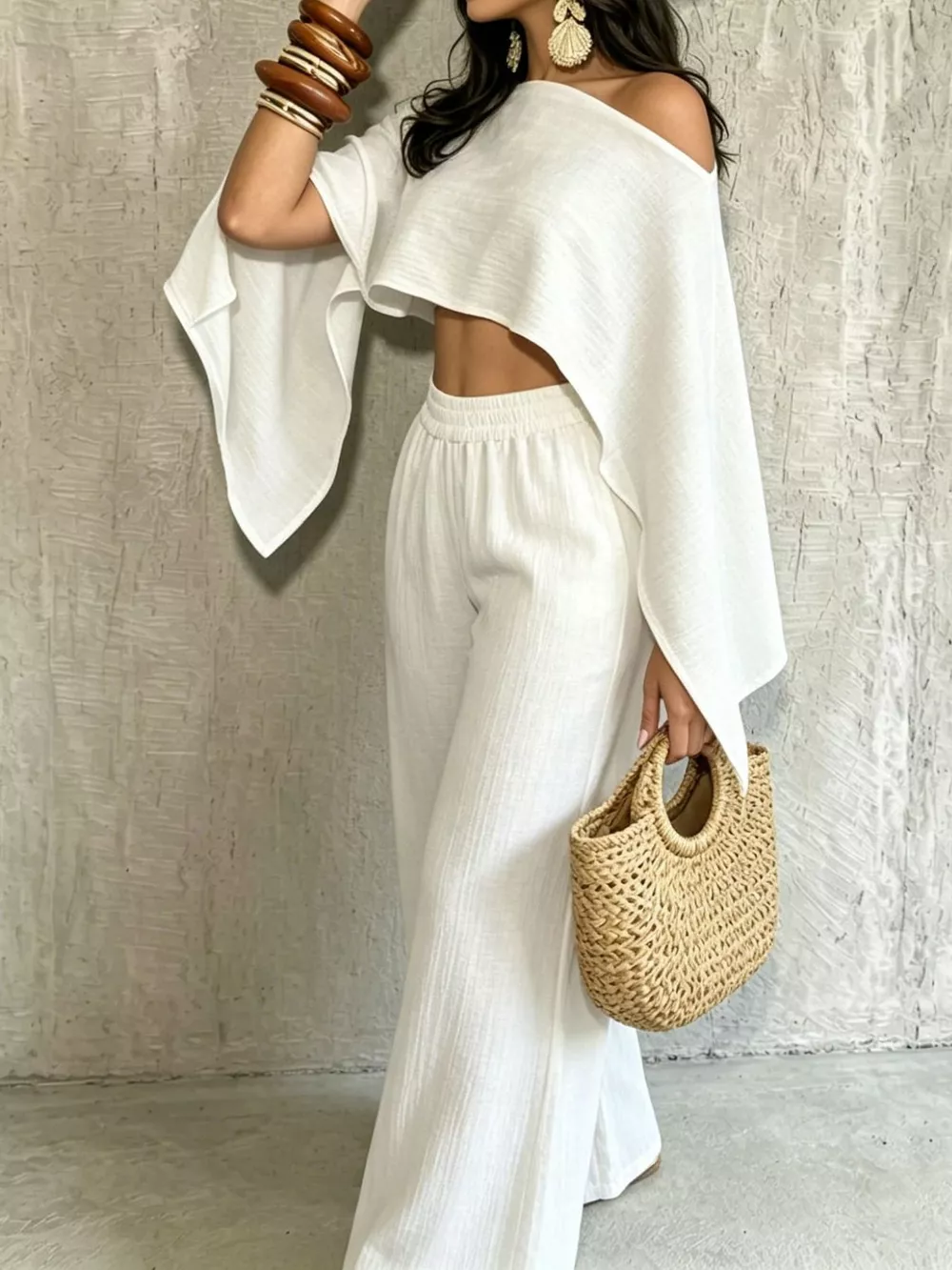 Boat Neck Crop Top and Wide-Leg Pants Set, image 31