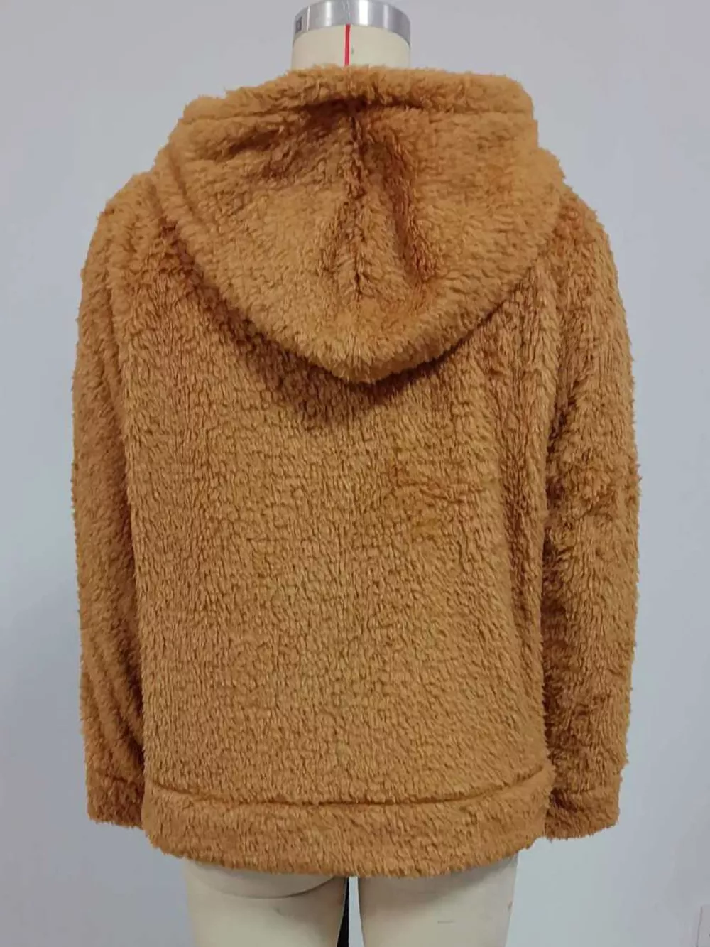 Drawstring Sherpa Zip-Up Hoodie, image 8