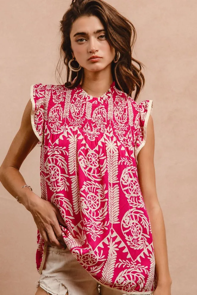 Printed Ruffle Sleeve Top, image 13