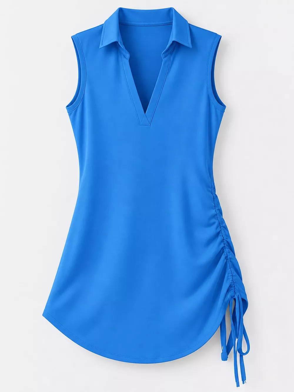 Full Size Sleeveless V-Neck Ruched Side Mini Dress Plus Size, image 6