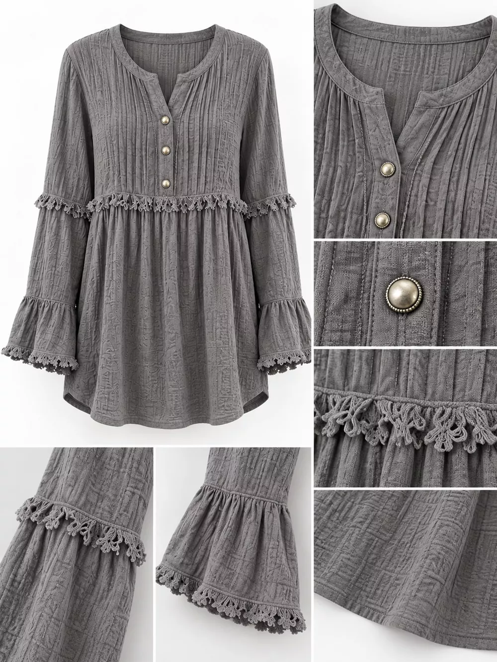 Full Size Snap Down Long Sleeve Blouse Plus Size, image 11