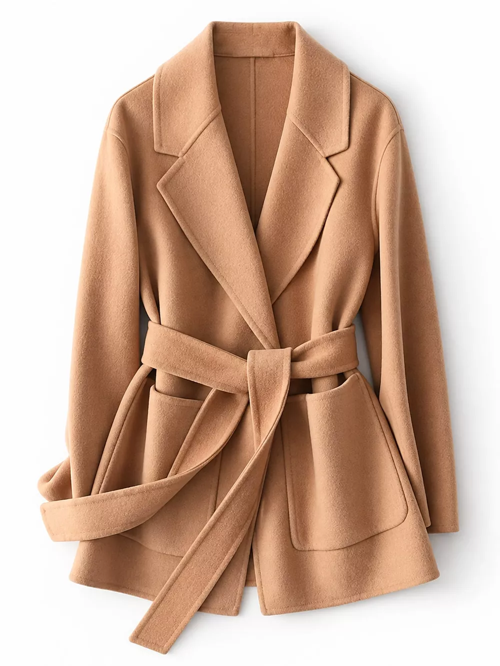 Double-Sided Wool Coat with Belted, image 18