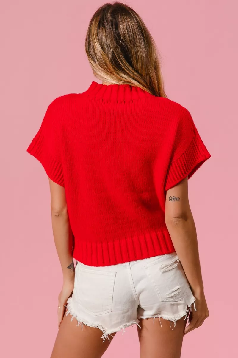 Rib Banded Heart Pattern Valentines Sweater, image 17