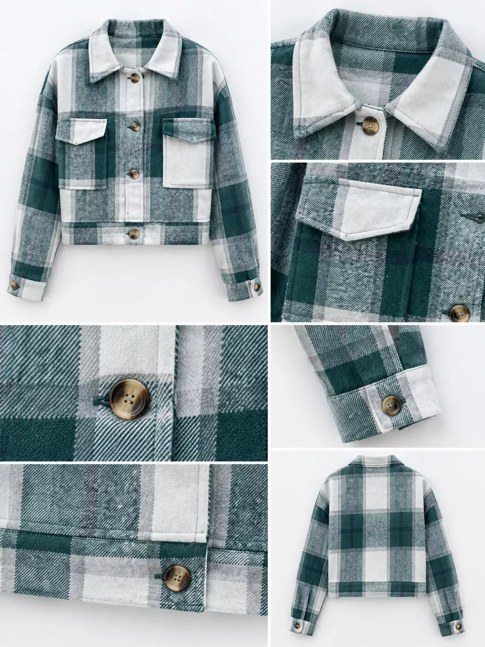 Plaid Button-Front Cropped Jacket, image 25