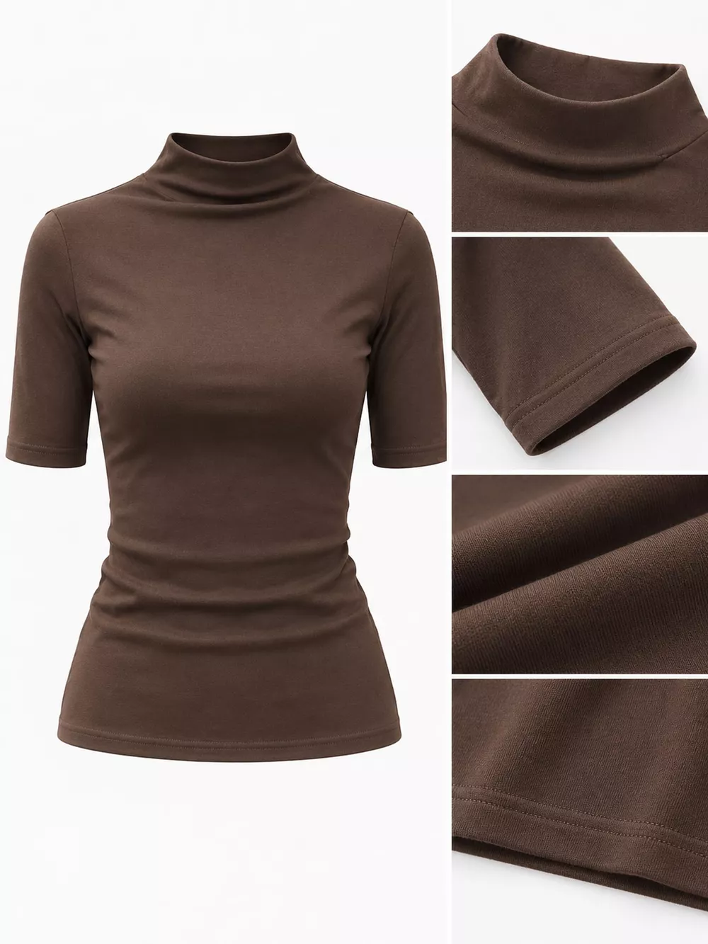 Full Size Mock Neck Half Sleeve T-Shirt Plus Size, image 30