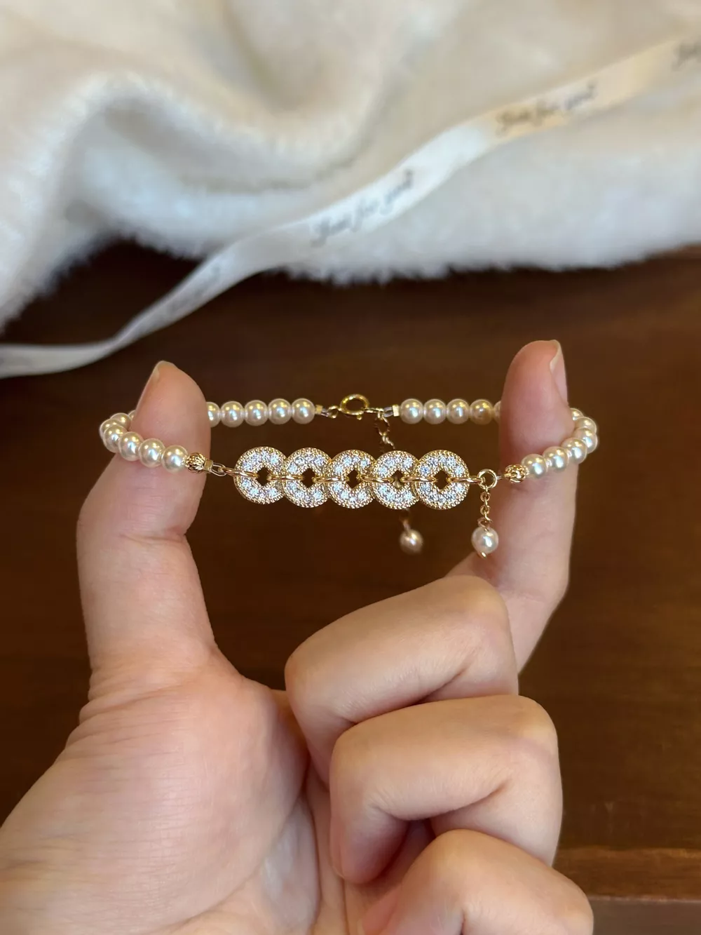 18K Gold-Plated Pearl Coin Bracelet, image 6