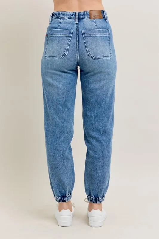Full Size High Waist Denim Jogger Plus Size, image 14