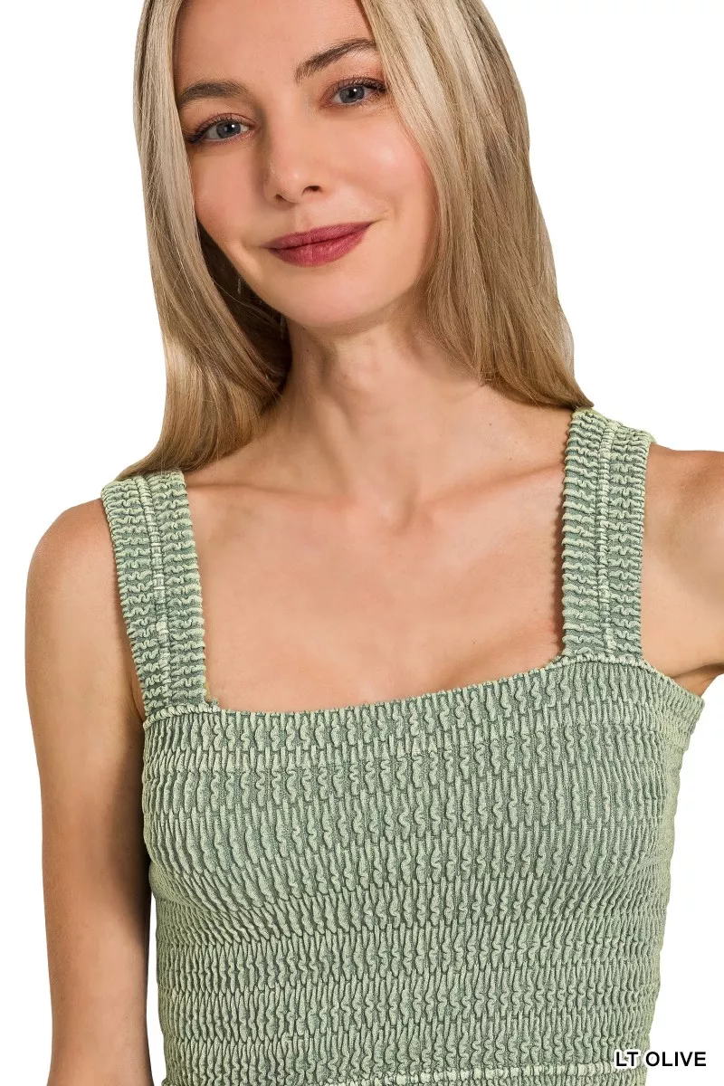 Seamless Winkle Stone Washed Bra Top, image 7
