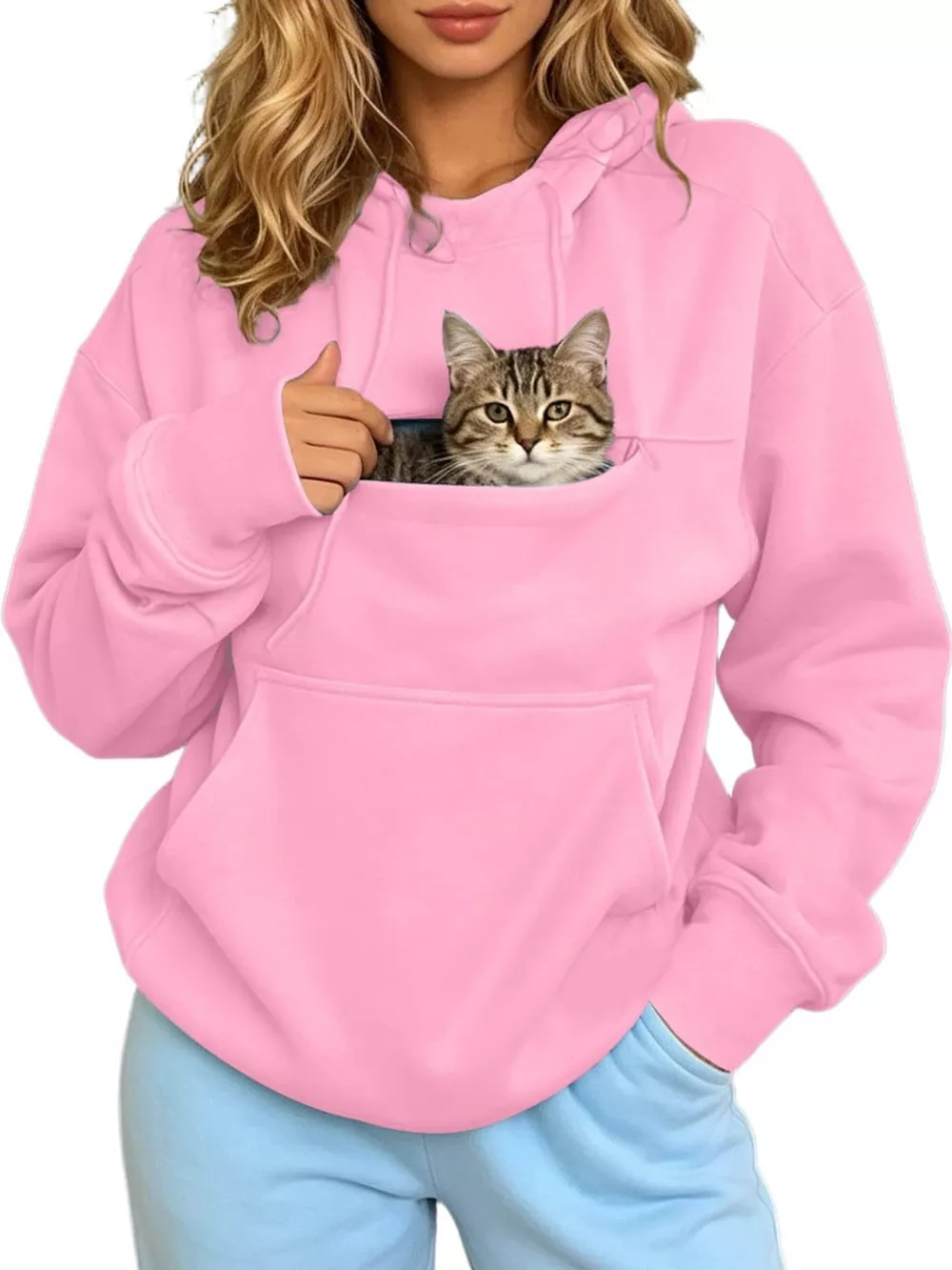 Full Size Cat Pouch Drawstring Hoodie Plus Size, image 13