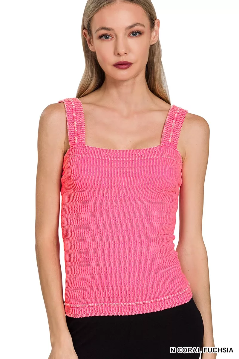 Seamless Winkle Stone Washed Tank Top