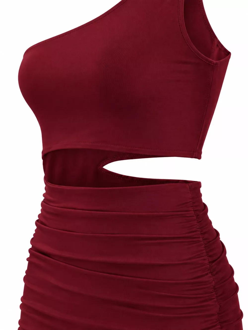 One-Shoulder Cutout Ruched Bodycon Mini Dress, image 38