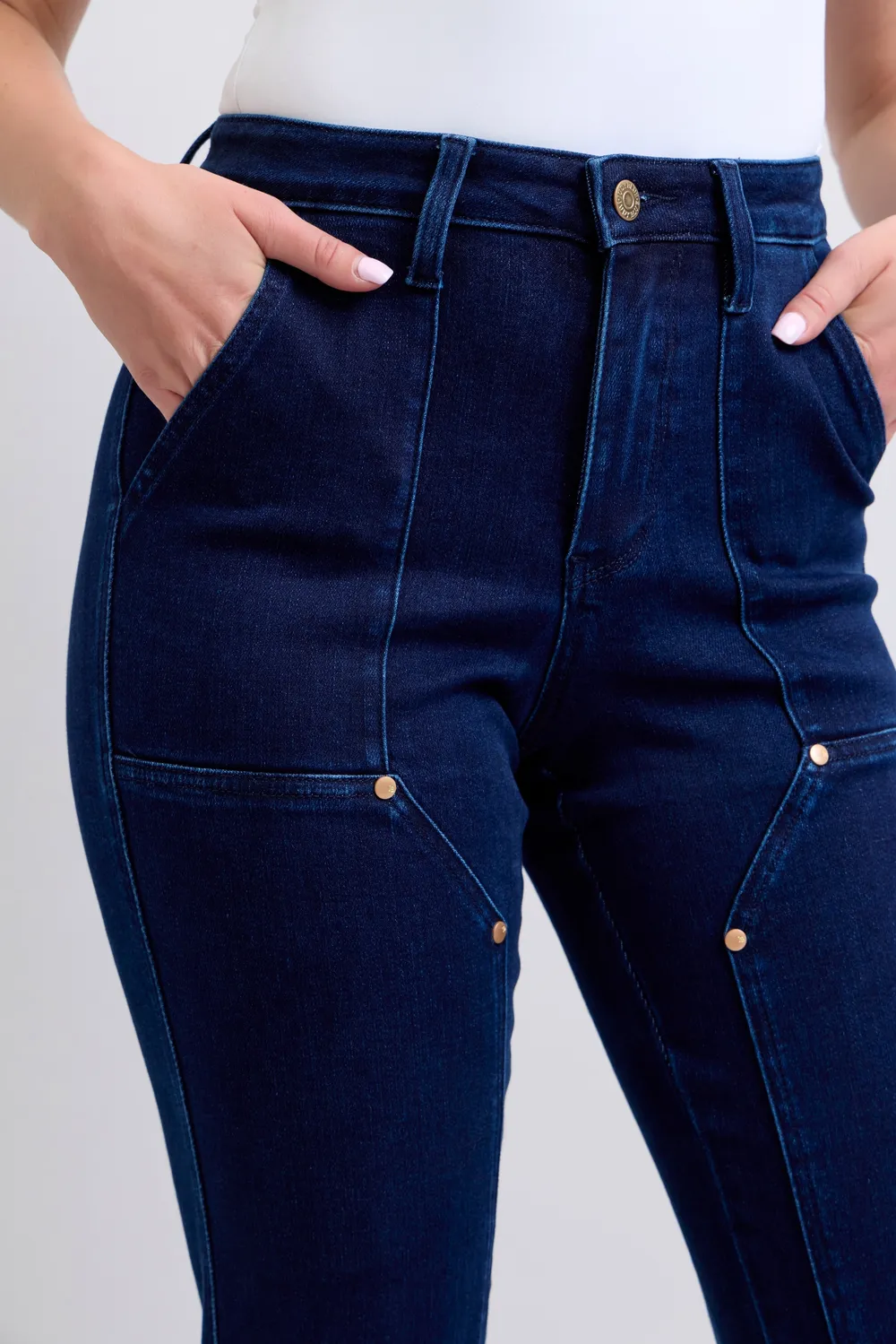 Full Size Hw Work Wear Knee Patch Straight Jeans Plus Size, image 9