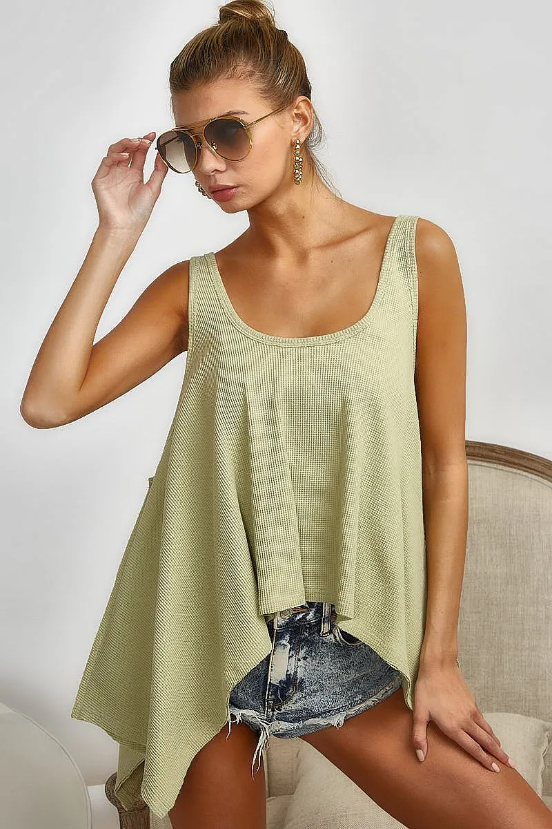 High and Low Flare Knit Tank Top, image 5