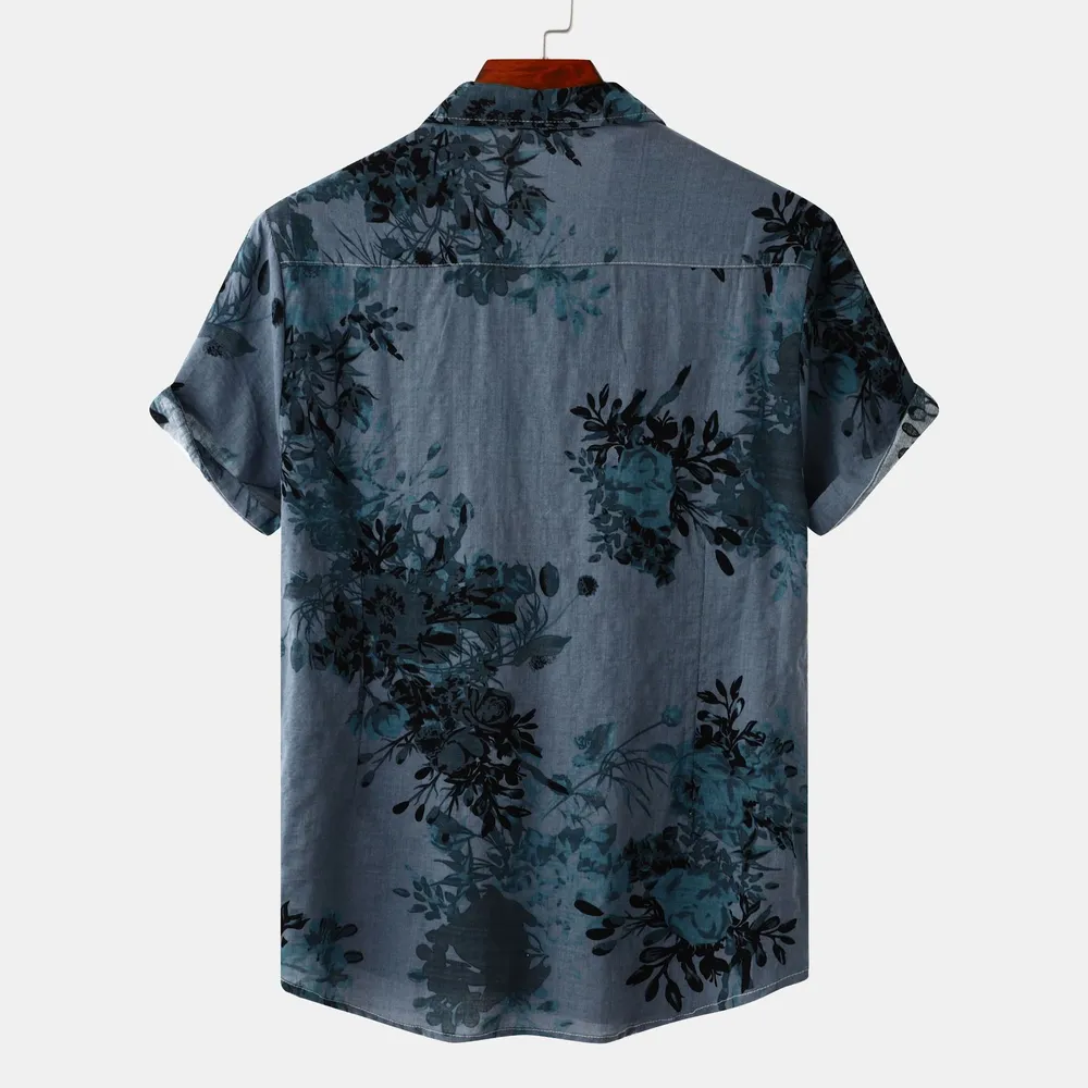 Men's Plus Size Printed Short Sleeve Button Down Casual Shirt, image 2
