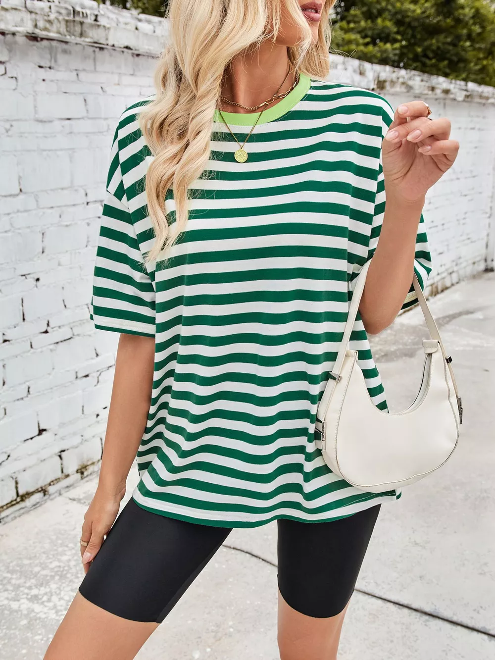 Striped Round Neck Half Sleeve T-Shirt, image 7