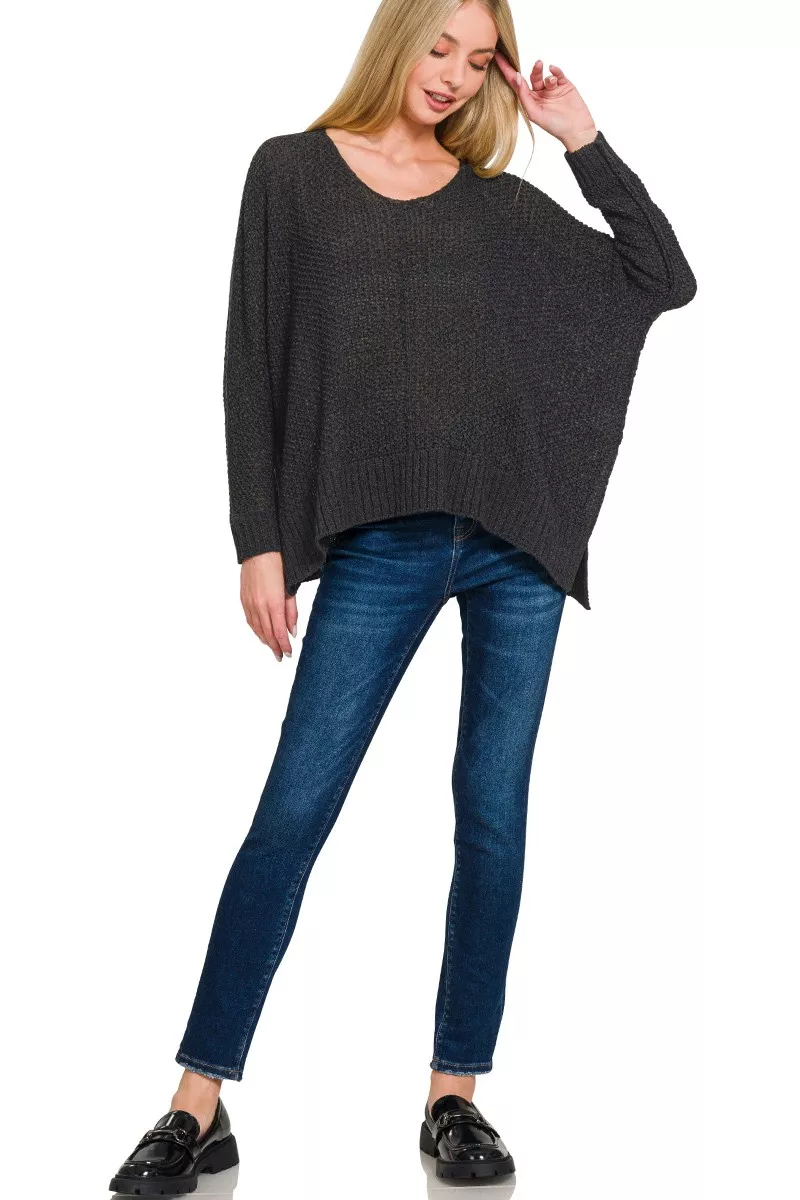 Dolman Sleeve V-Neck Sweater, image 3