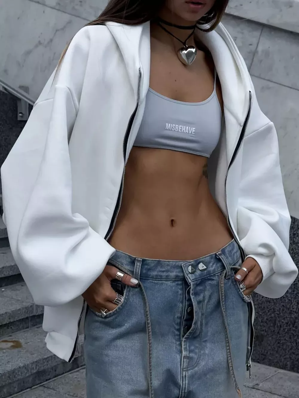 Full Size Zip-Up Drop Shoulder Hoodie Plus Size