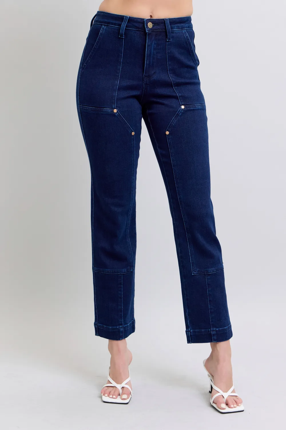 Full Size Hw Work Wear Knee Patch Straight Jeans Plus Size, image 10