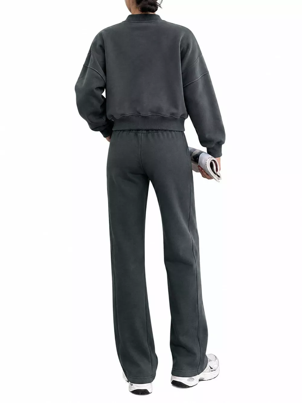 Casual Zip-Up Jacket and Wide-Leg Sweatpants Set, image 55