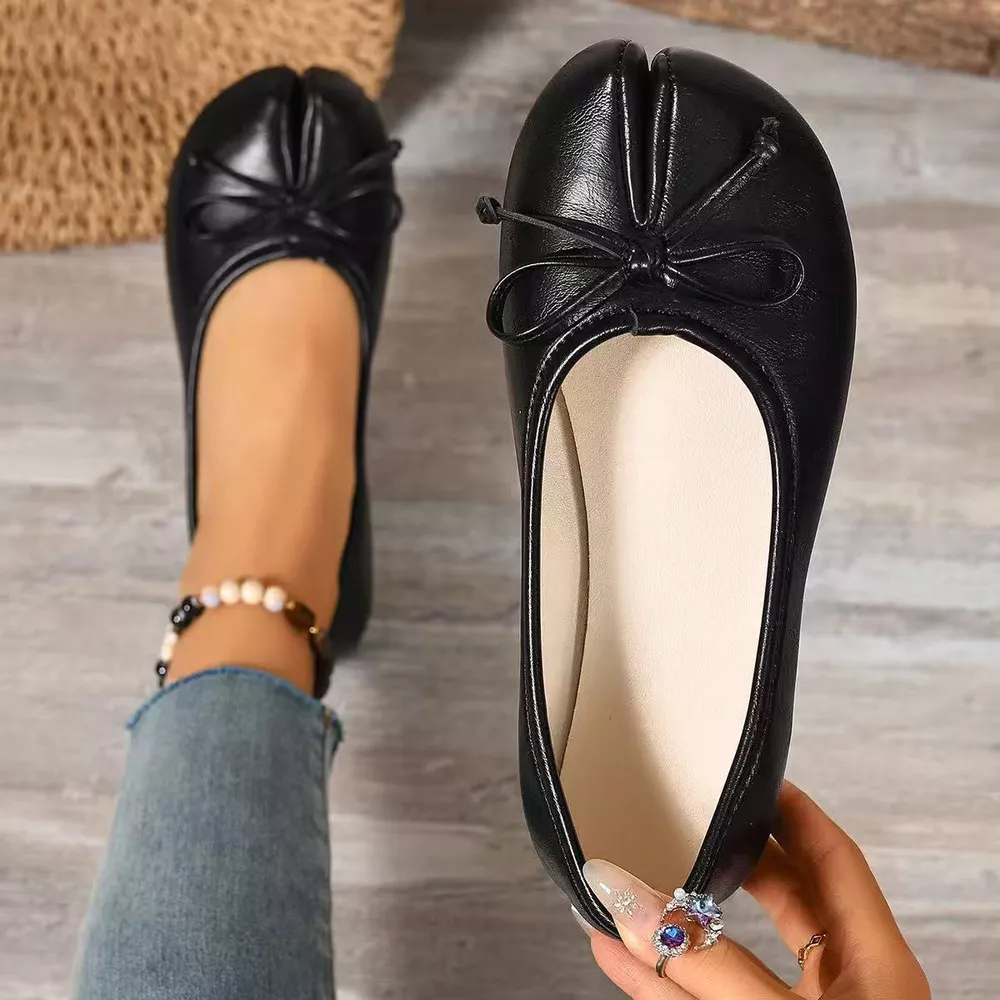 Bow Decor Split Toe Slip-Ons, image 3