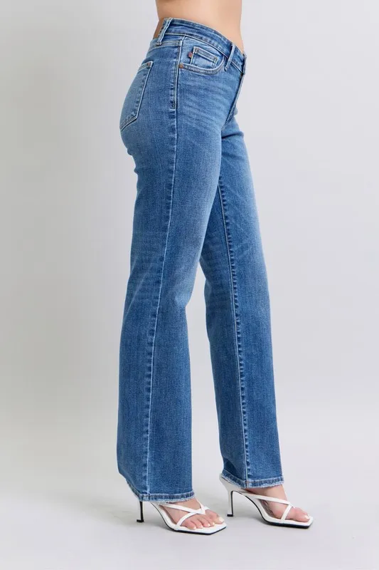 Full Size High Waist V-Front Vintage Wash Straight Jeans Plus Size, image 13