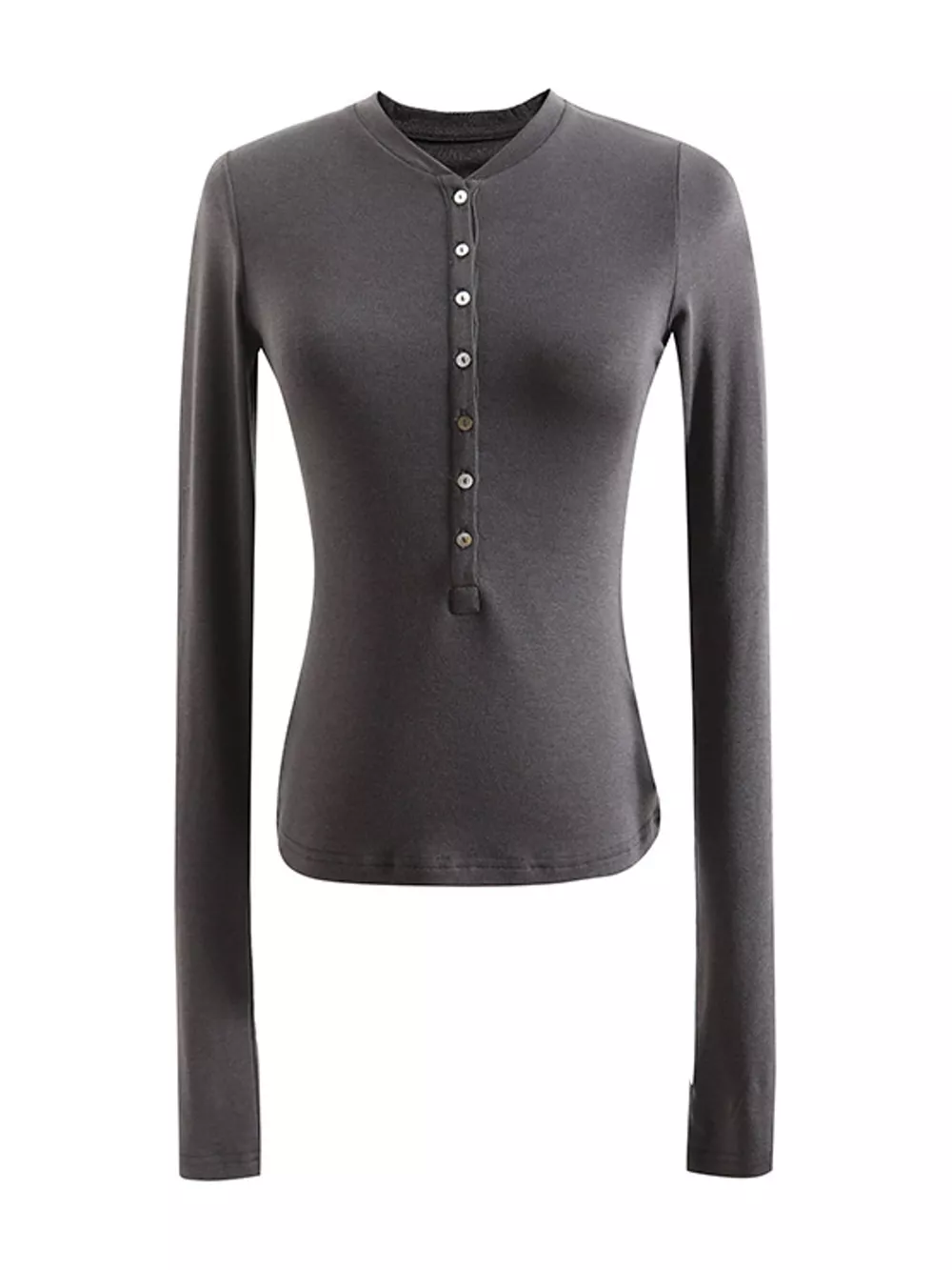 Slim-Fit Button-Down Long Sleeve Knit Top, image 4