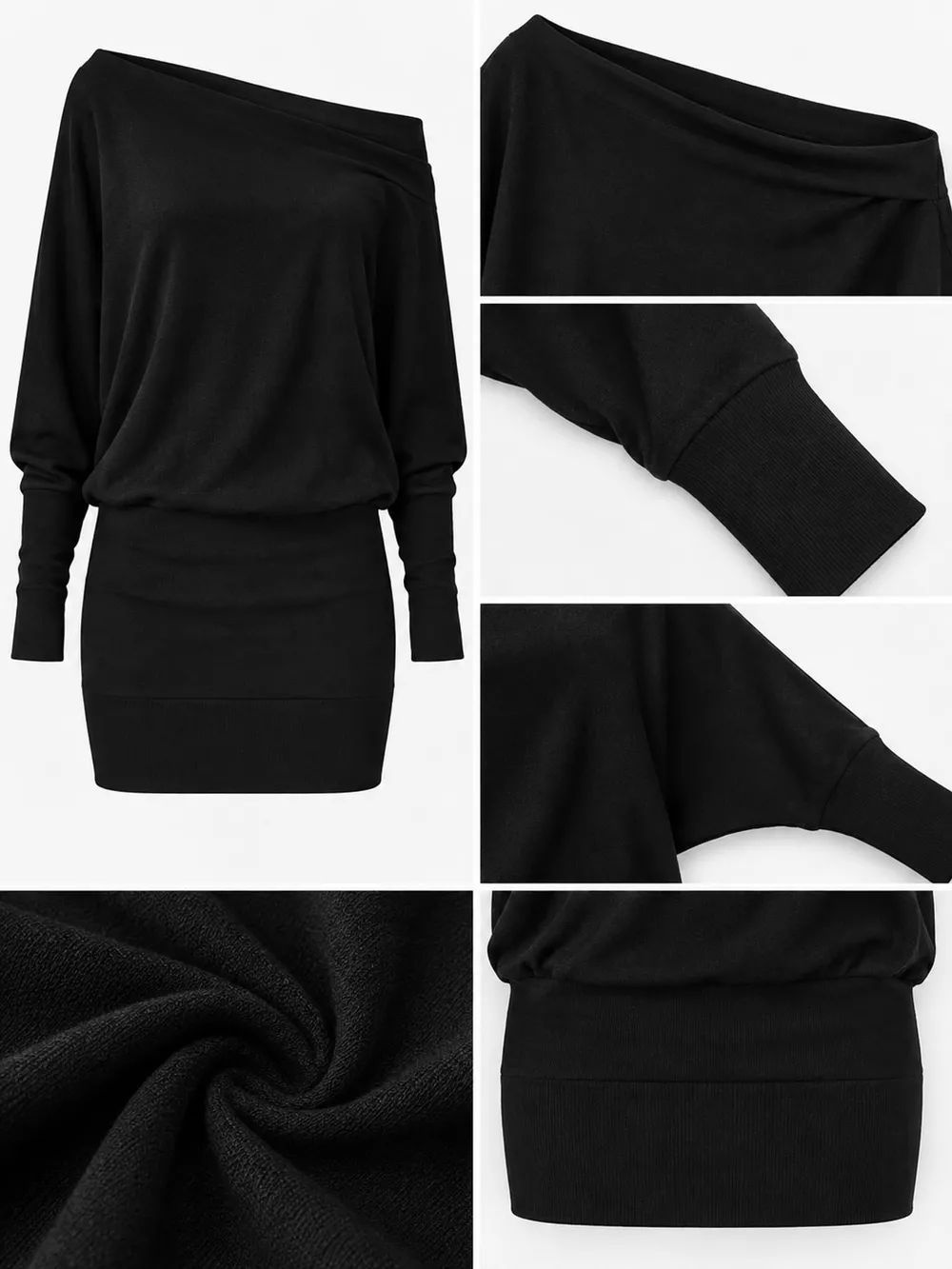 One Shoulder Knit Mini Dress, image 14