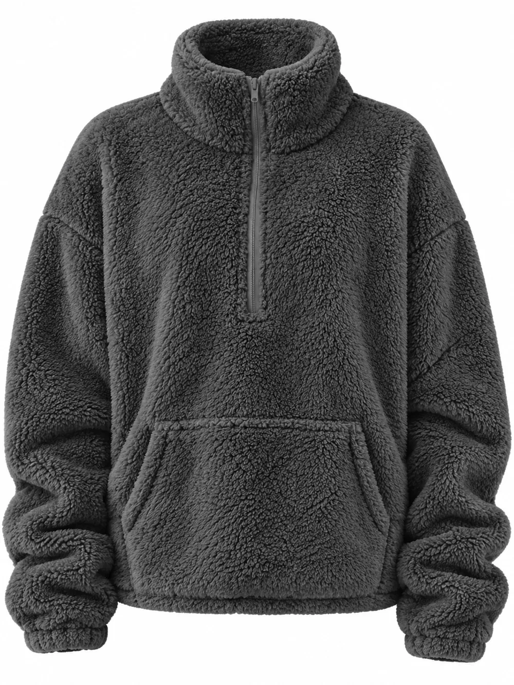 Full Size Sherpa Quarter-Zip Turtleneck Sweatshirt Plus Size, image 25