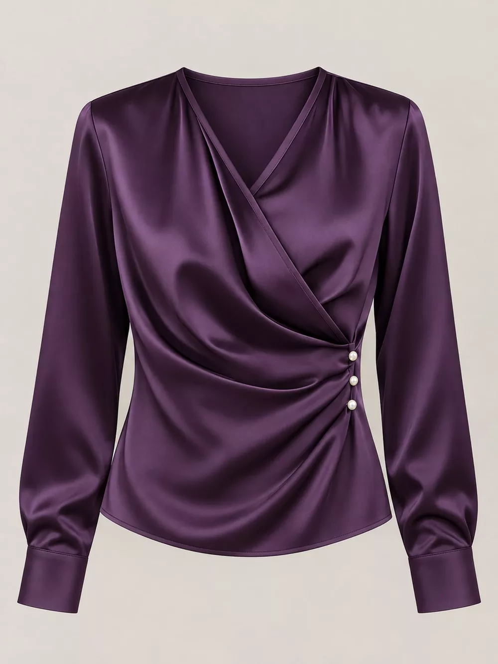 Satin Surplice Long Sleeve Blouse, image 33