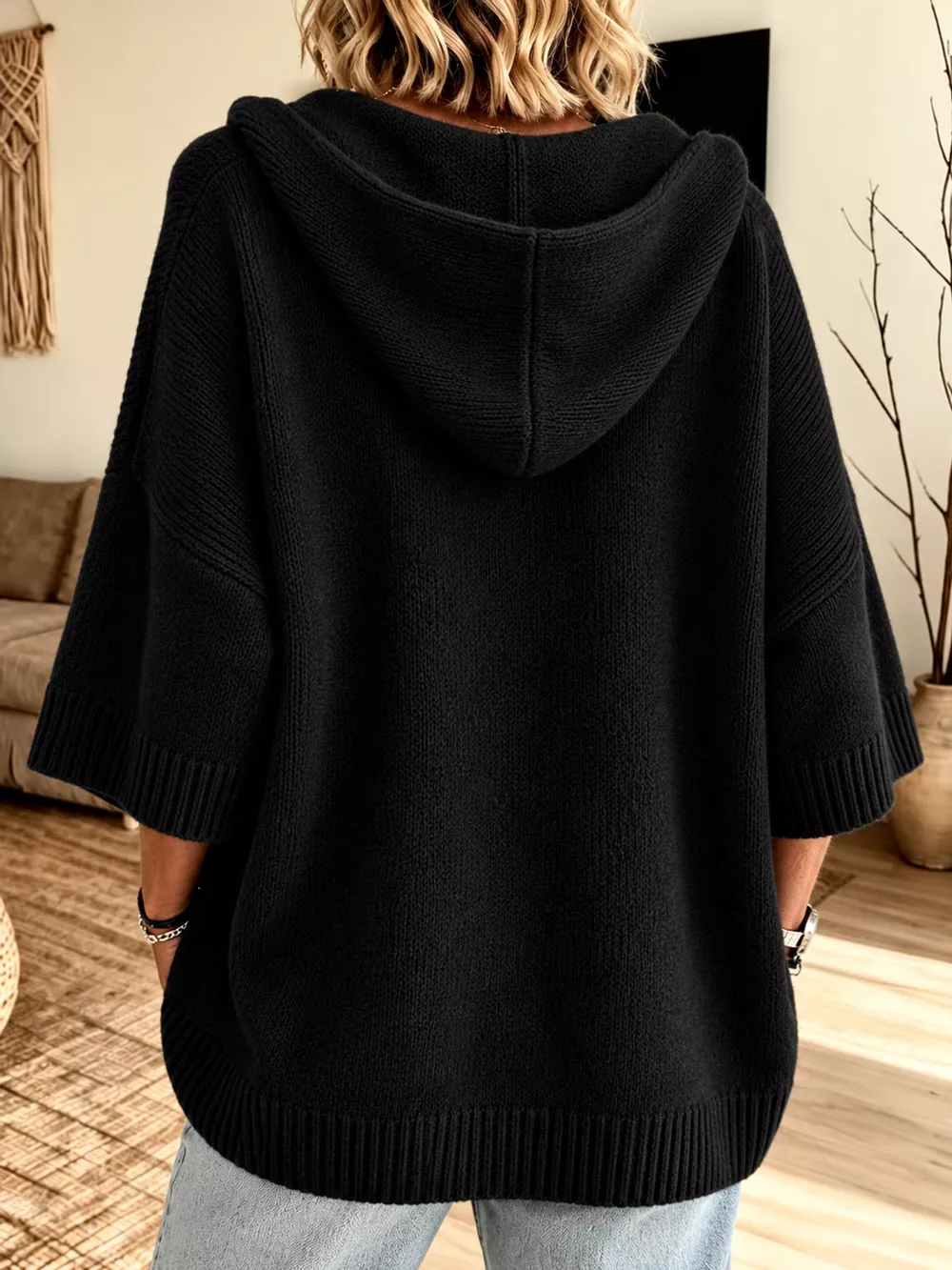 Full Size Hooded Open-Front Knit Cardigan Plus Size, image 18
