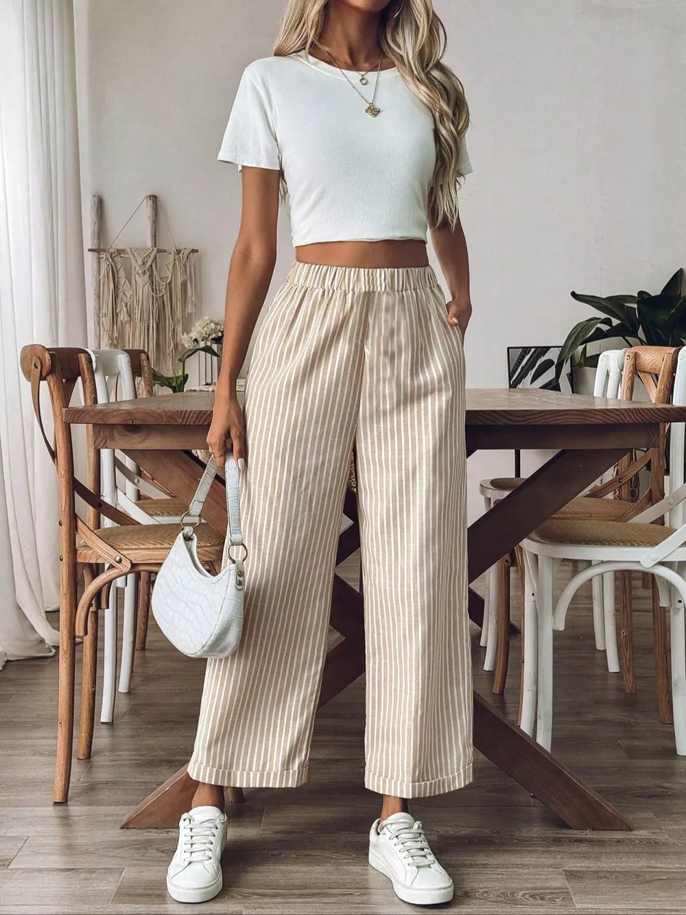 Striped High-Waisted Wide Leg Pants, image 3