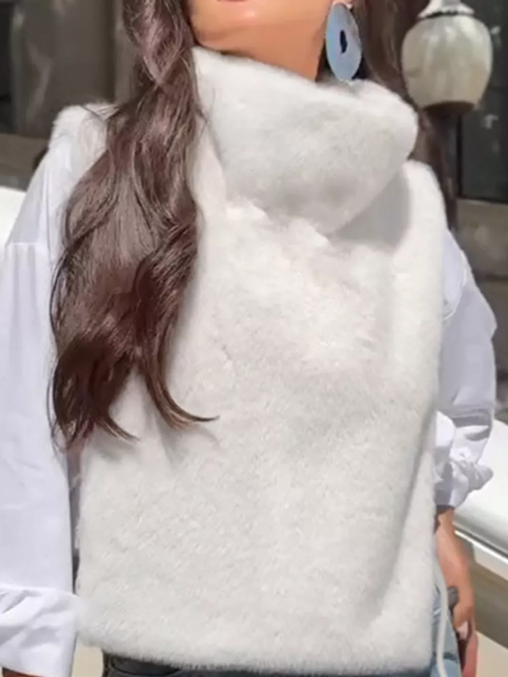 Plush Turtleneck Sleeveless Vest Coat, image 5